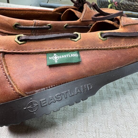 Eastland Womens Size 9.5 D Brown Leather Boat Shoes Moc Toe Casual Loafers - Picture 3 of 8